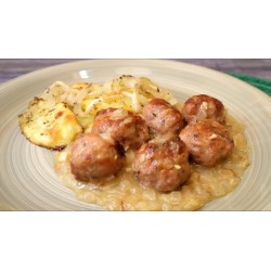 Albondigas de merluza con patatas panaderas