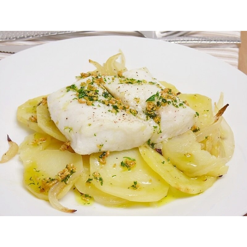 Bacaladitos con patata panadera